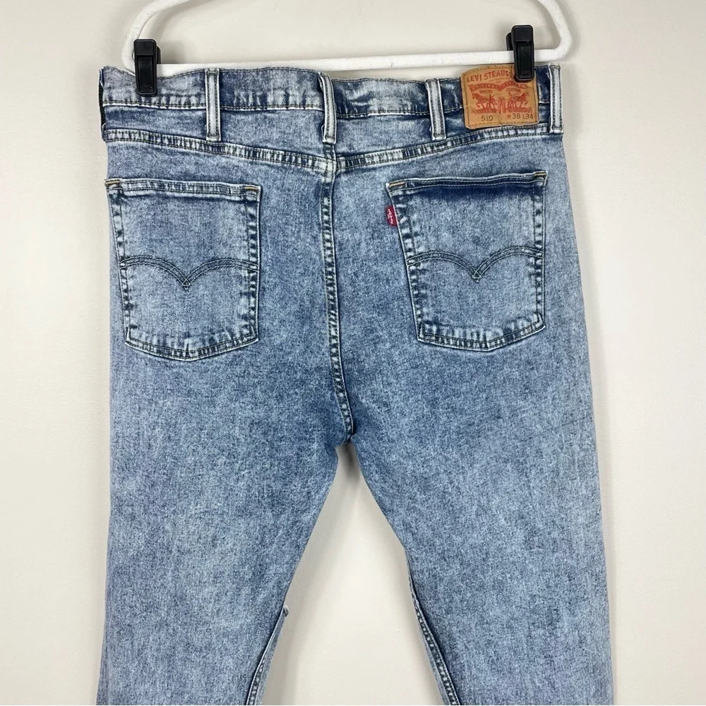 Levis 505 Mens Jeans 38x24 Distressed Acid Wash Denim Light Wash Pants